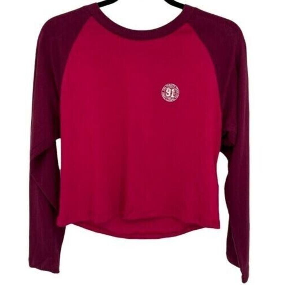Topshop Women's Varsity Raglan Sleeve Top In Red Size 6 MSRP $30